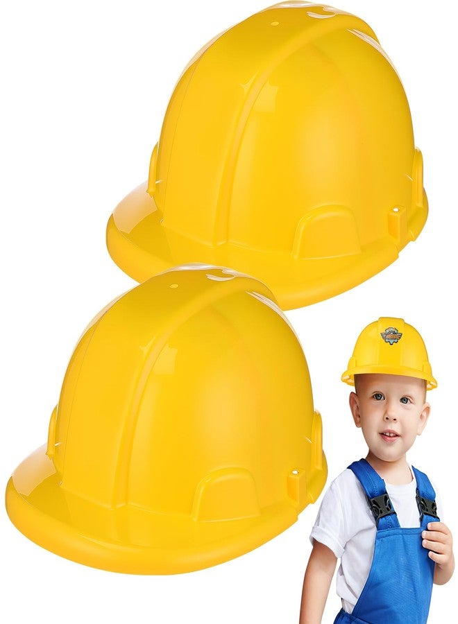 JOINPAYA 2pcs Kids Construction Hat Yellow Plastic: 8.26 Inch Hard Hats Worker Helmets for Kids Pretend Role Play Themed Parties Dress up and Fun - Image 1